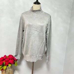 Joseph A Light Heather Grey Long Sleeves High Turtle Neck Sweater - Reemoly